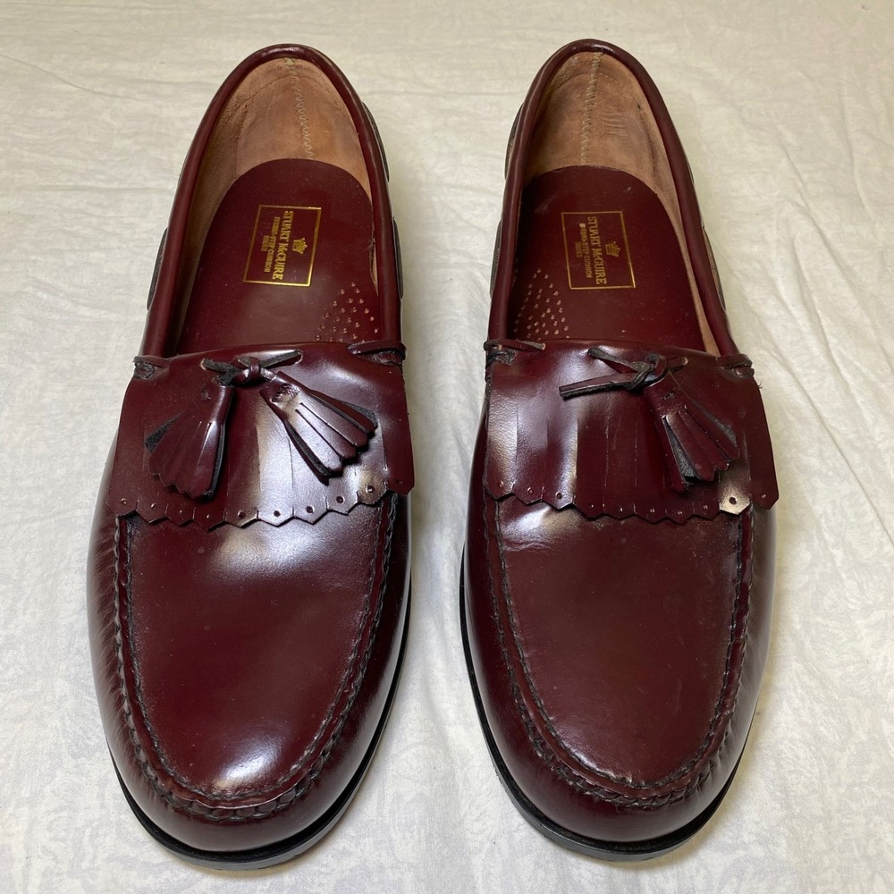 Stuart McGuire Tassel Loafers Mens 13 EEE Burgundy Leather Slip On Dress Shoes - Picture 3 of 16